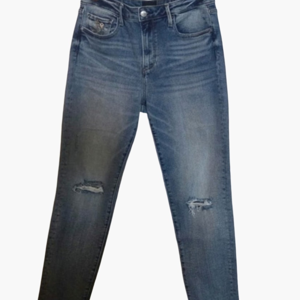 Driftwood Gizelle Skinny Jeans 27 Floral Embroidered Distressed Stretch Denim